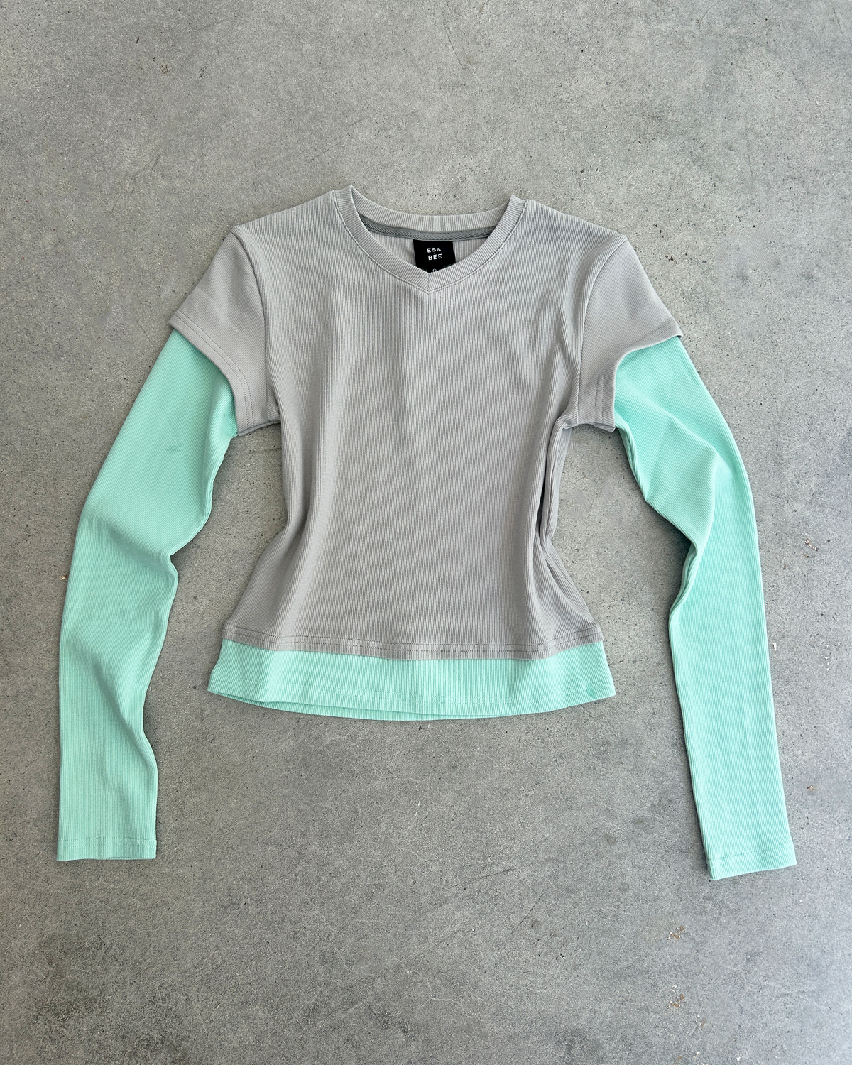 Tea Break Tee ~ mint/grey