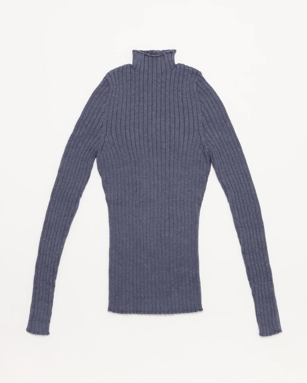 Ribbed Mock Neck - Denim