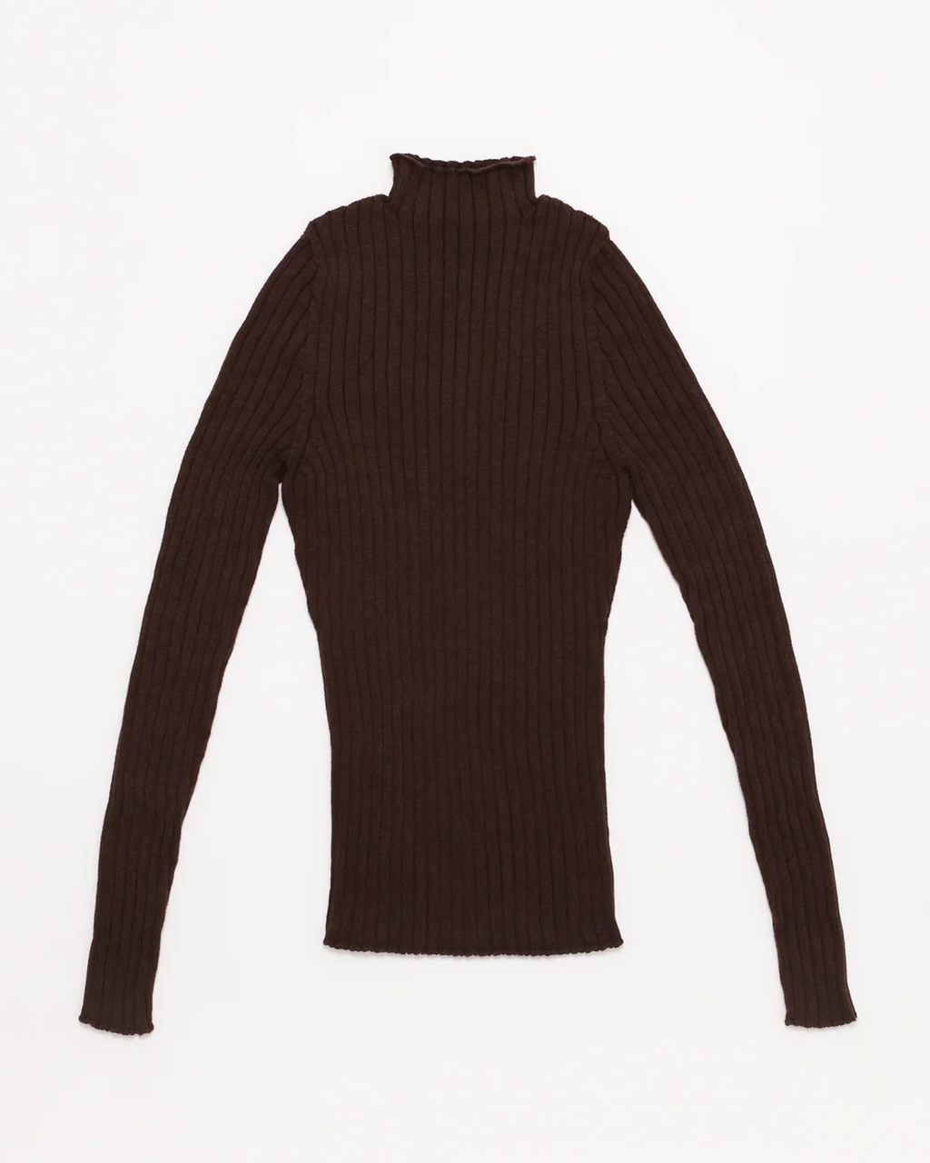 Ribbed Mock Neck - Brown