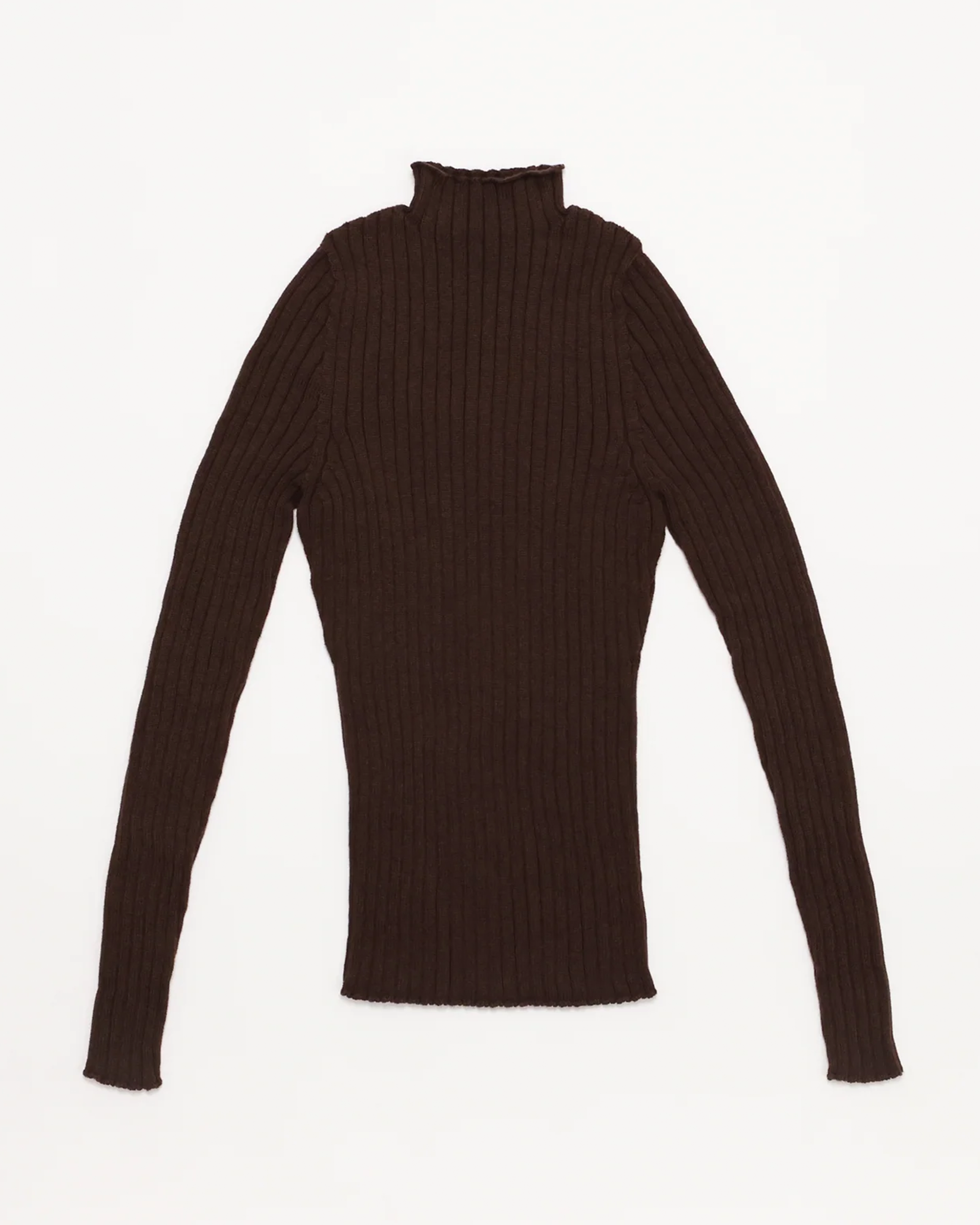 Ribbed Mock Neck - Brown