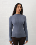 Ribbed Mock Neck - Denim