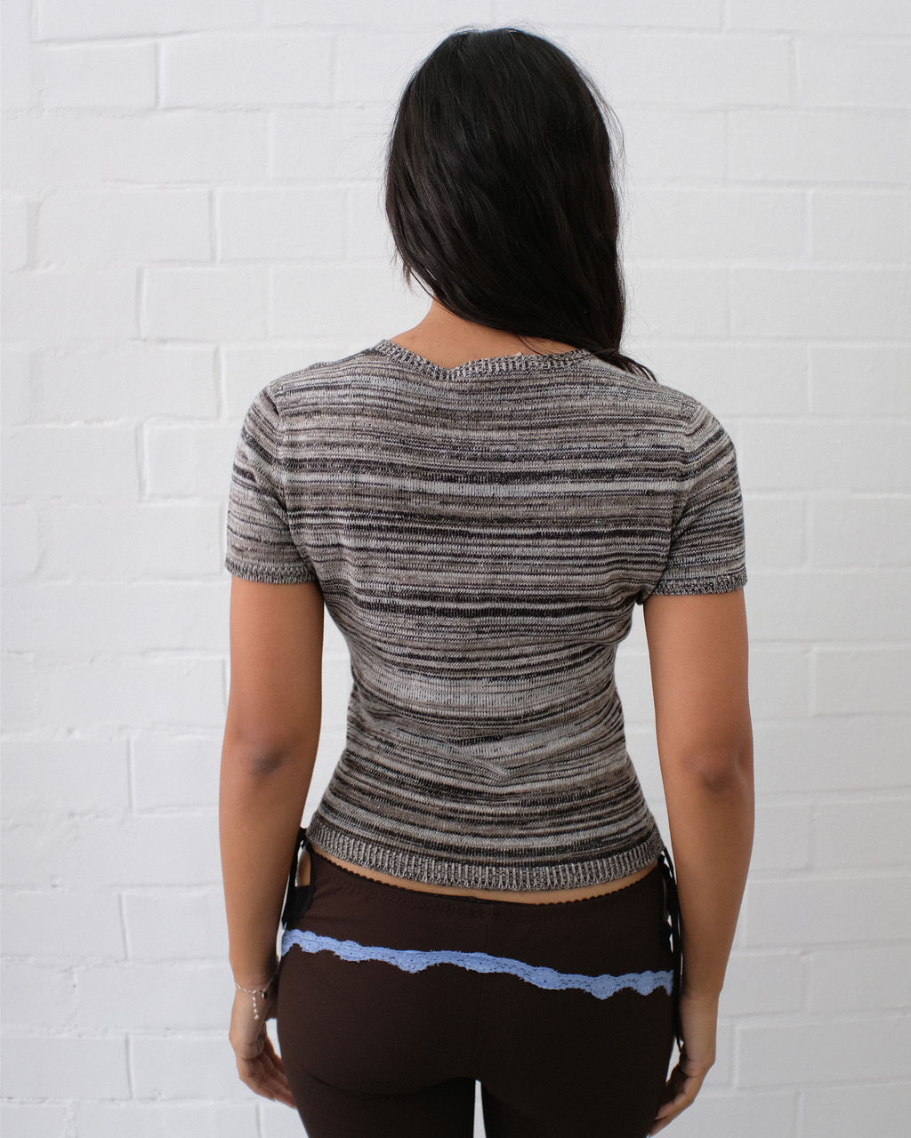 Stars Openwork Baby Tee - Grey