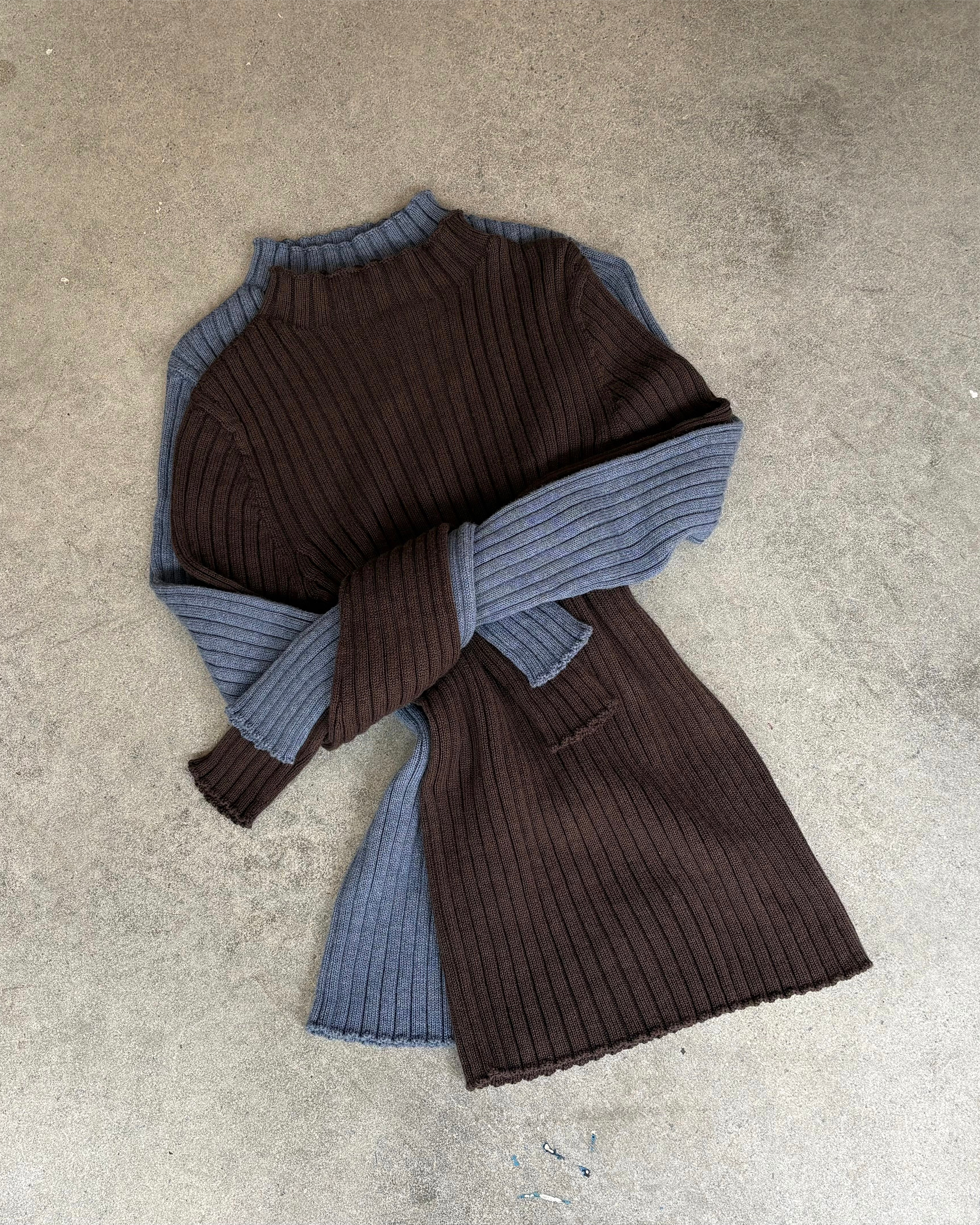 Ribbed Mock Neck - Denim