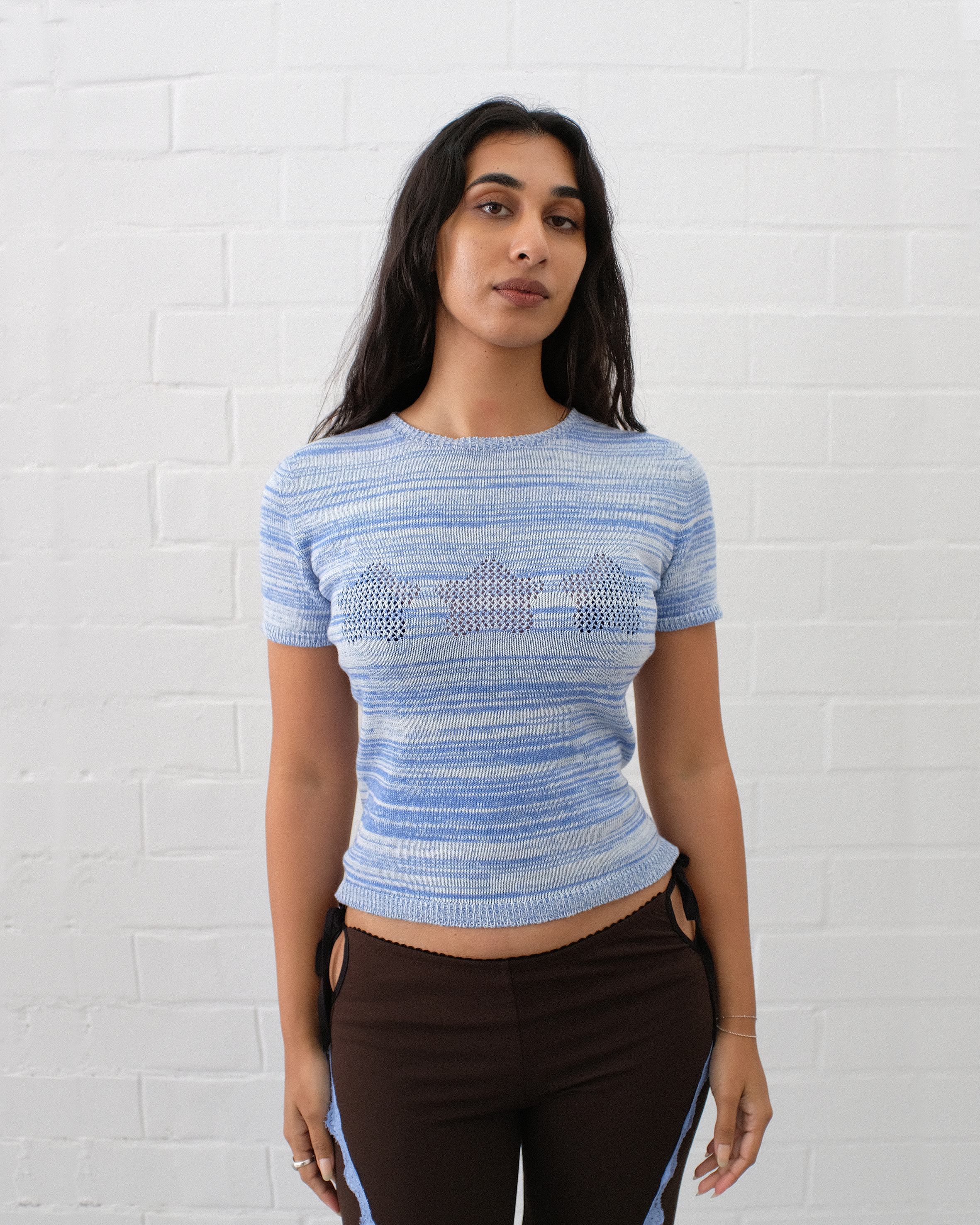 Stars Openwork Baby Tee - Blue