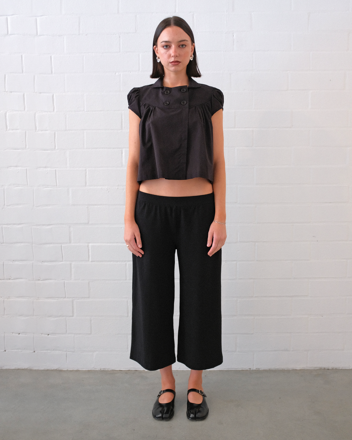 Baby Button Top - Black