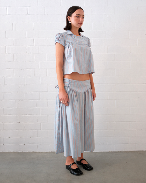 Baby Button Top - Blue Stripe