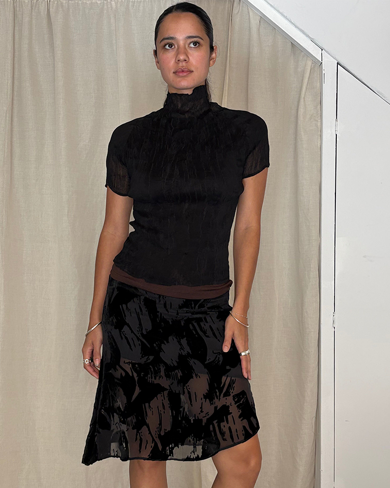 Sheer Pleated Tee