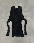 Micro Pleat Button Top ~ Black