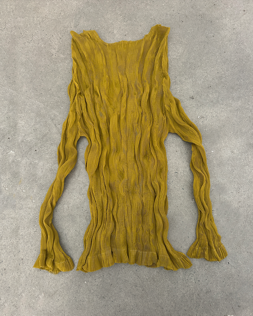 Micro Pleat Button Top - Chartreuse