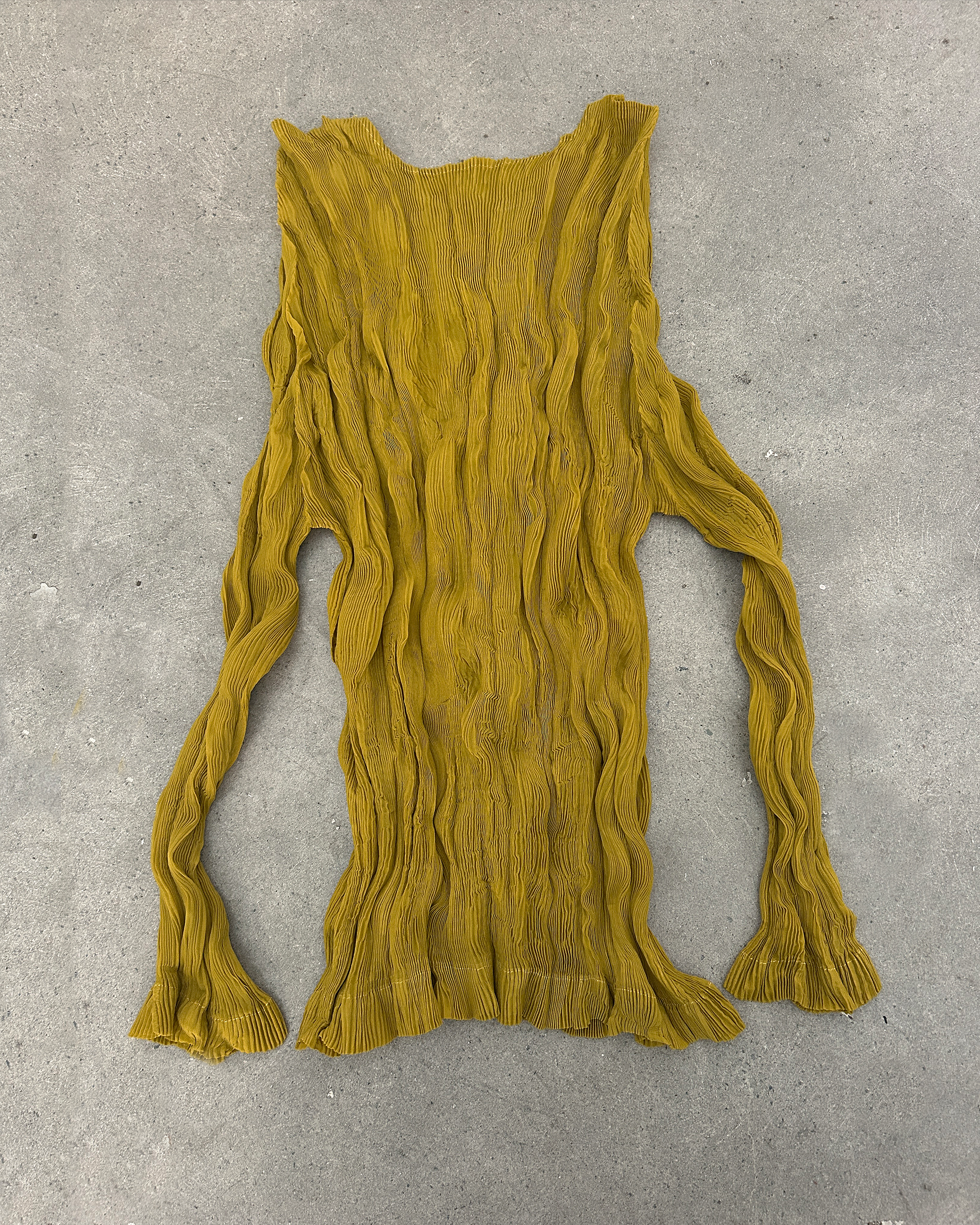 Micro Pleat Button Top - Chartreuse