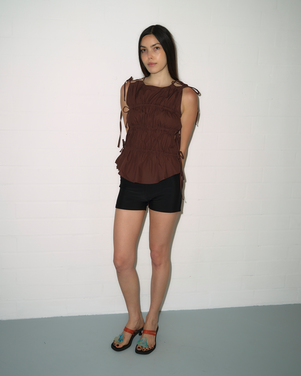 Ruched Vest - Espresso
