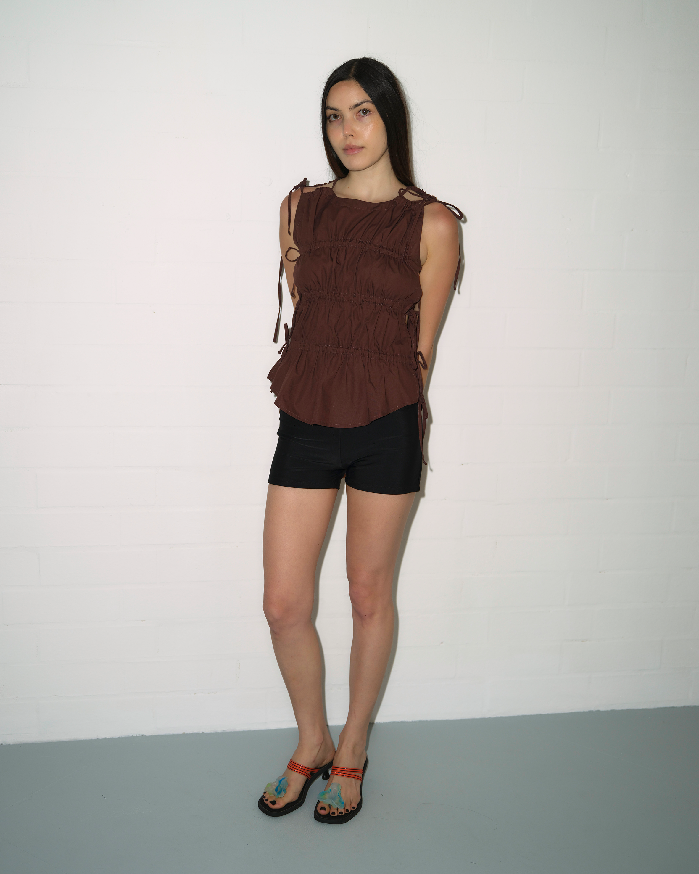 Ruched Vest - Espresso