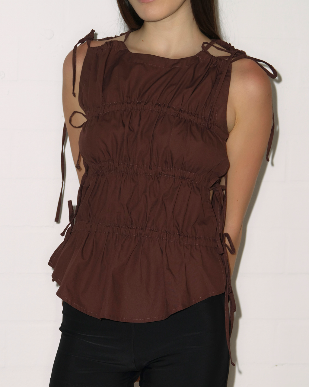 Ruched Vest - Espresso