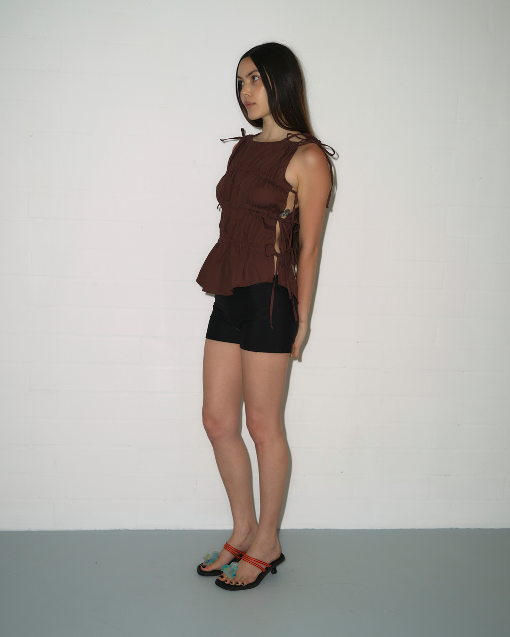 Ruched Vest - Espresso